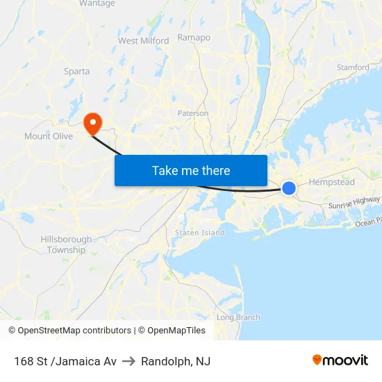 168 St /Jamaica Av to Randolph, NJ map