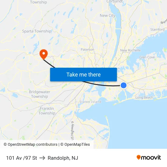 101 Av /97 St to Randolph, NJ map