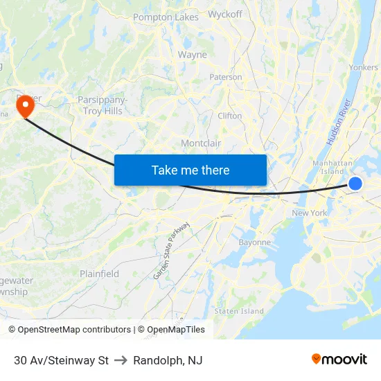 30 Av/Steinway St to Randolph, NJ map