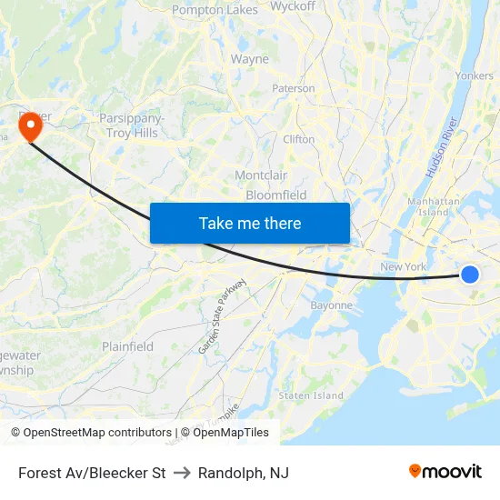 Forest Av/Bleecker St to Randolph, NJ map