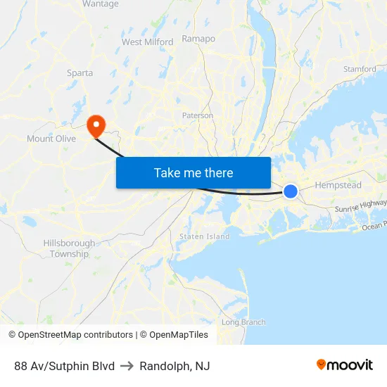 88 Av/Sutphin Blvd to Randolph, NJ map