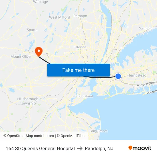 164 St/Queens General Hospital to Randolph, NJ map