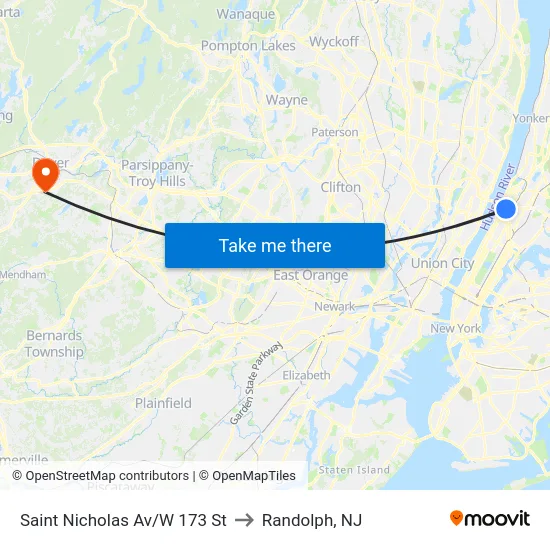 Saint Nicholas Av/W 173 St to Randolph, NJ map