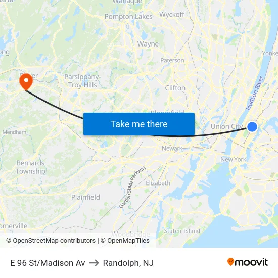 E 96 St/Madison Av to Randolph, NJ map