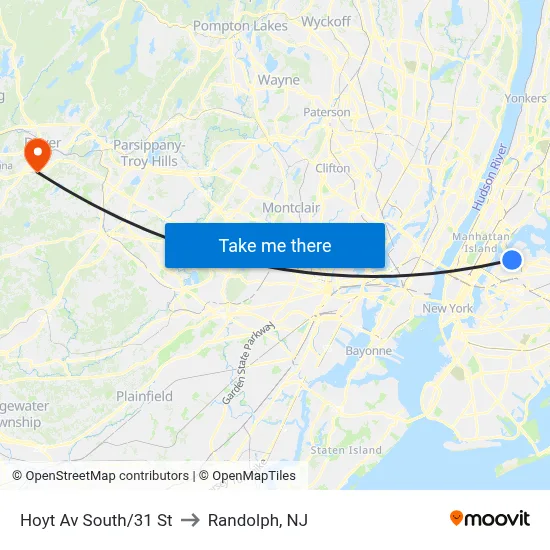 Hoyt Av South/31 St to Randolph, NJ map