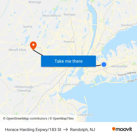 Horace Harding Expwy/183 St to Randolph, NJ map