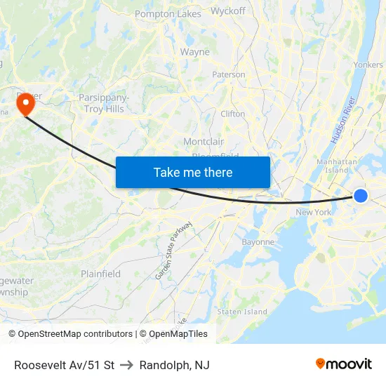 Roosevelt Av/51 St to Randolph, NJ map