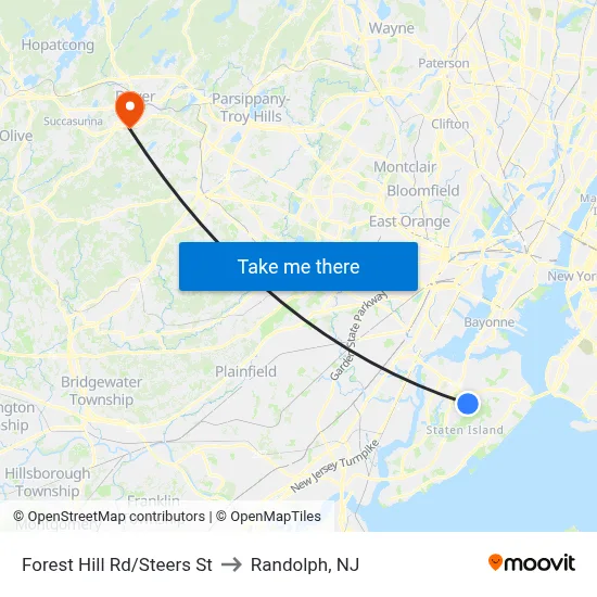 Forest Hill Rd/Steers  St to Randolph, NJ map