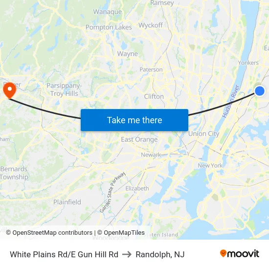 White Plains Rd/E Gun Hill Rd to Randolph, NJ map