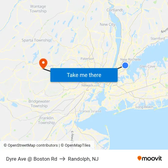 Dyre Ave @ Boston Rd to Randolph, NJ map