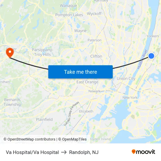 Va Hospital/Va Hospital to Randolph, NJ map