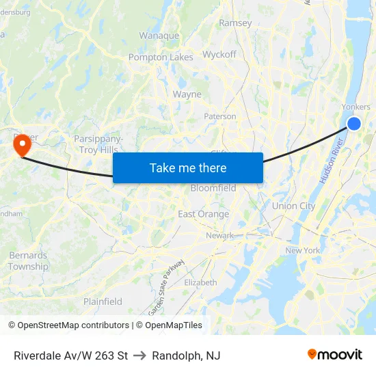 Riverdale Av/W 263 St to Randolph, NJ map