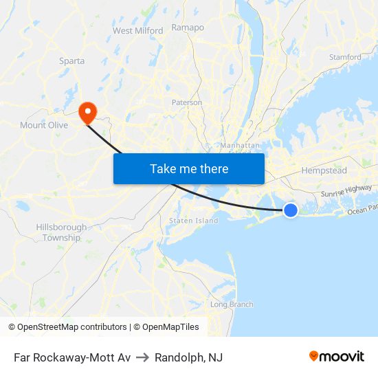 Far Rockaway-Mott Av to Randolph, NJ map