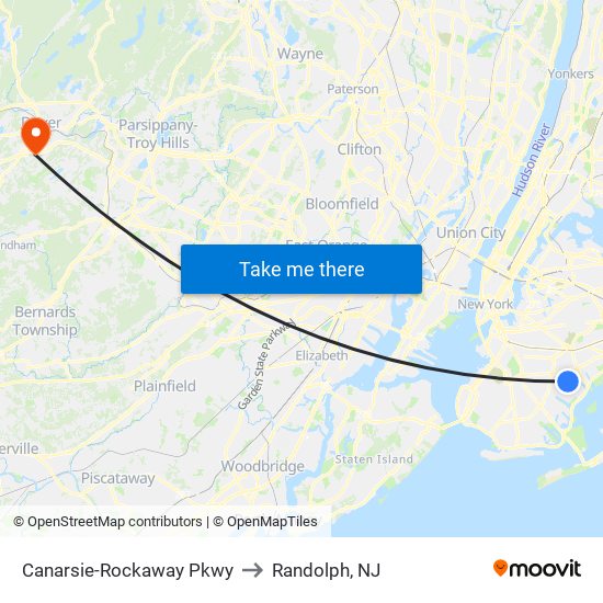 Canarsie-Rockaway Pkwy to Randolph, NJ map