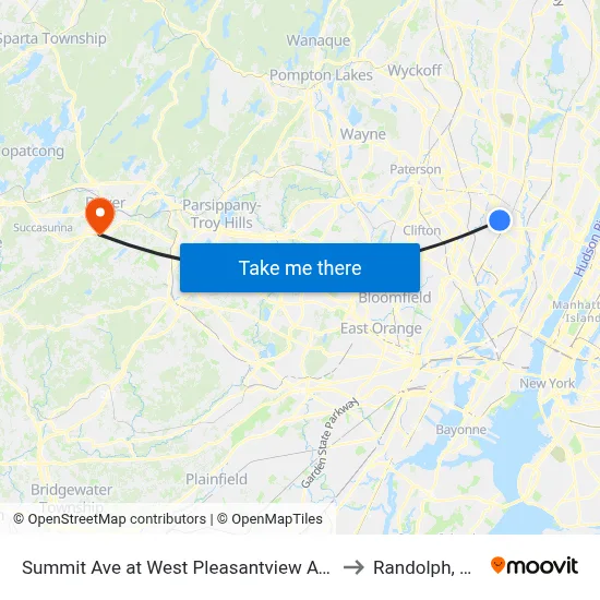 Summit Ave at West Pleasantview Ave to Randolph, NJ map