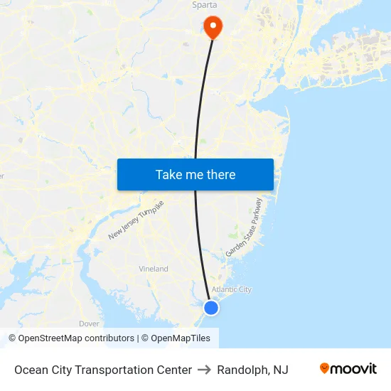 Ocean City Transportation Center to Randolph, NJ map