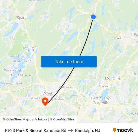Rt-23 Park & Ride at Kanouse Rd to Randolph, NJ map