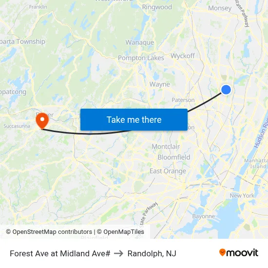 Forest Ave at Midland Ave# to Randolph, NJ map