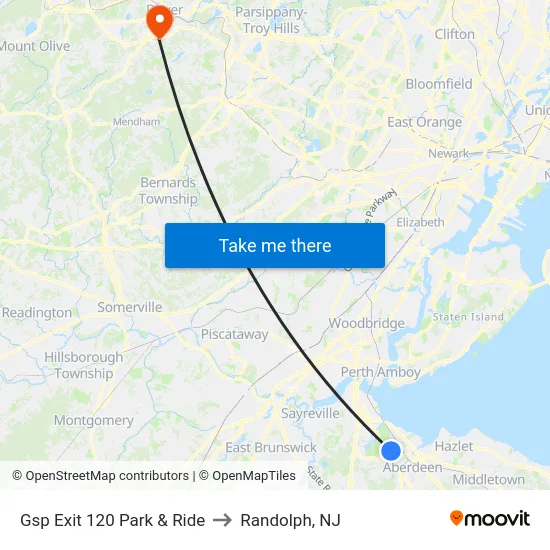 Gsp Exit 120 Park & Ride to Randolph, NJ map
