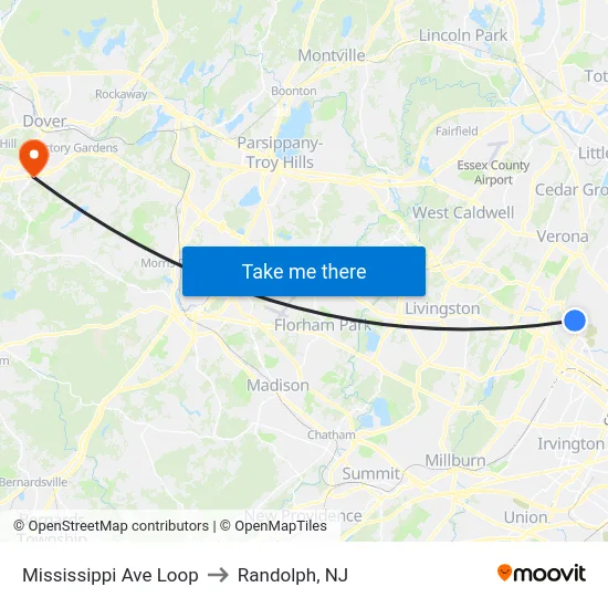 Mississippi Ave Loop to Randolph, NJ map