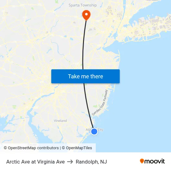 Arctic Ave at Virginia Ave to Randolph, NJ map