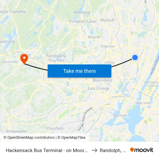 Hackensack Bus Terminal - on Moore St to Randolph, NJ map