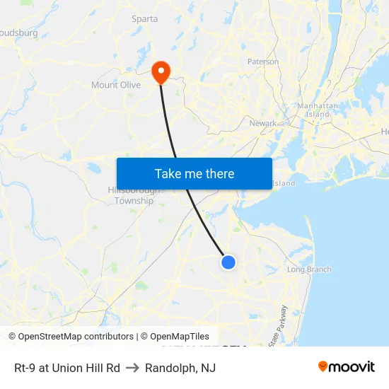 Rt-9 at Union Hill Rd to Randolph, NJ map
