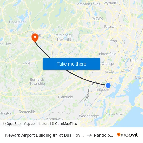 Newark Airport Building #4 at Bus Hov Lane, Locat to Randolph, NJ map