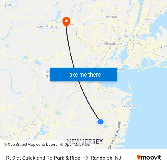 Rt-9 at Strickland Rd Park & Ride to Randolph, NJ map