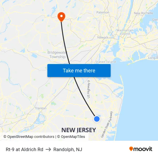 Rt-9 at Aldrich Rd to Randolph, NJ map