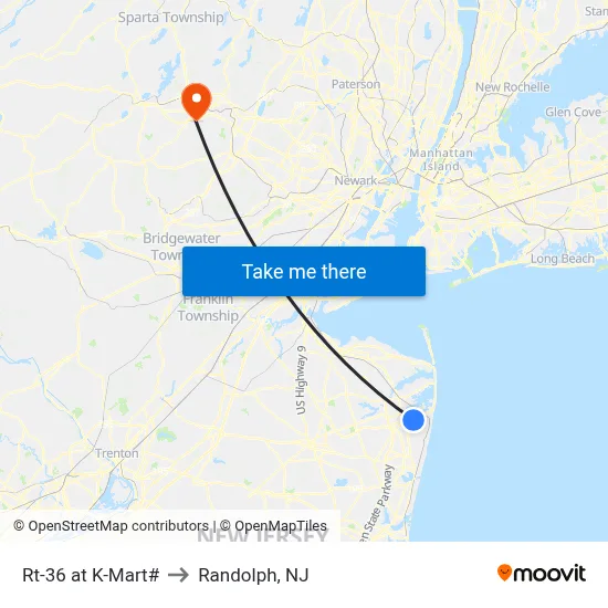 Rt-36 at K-Mart# to Randolph, NJ map
