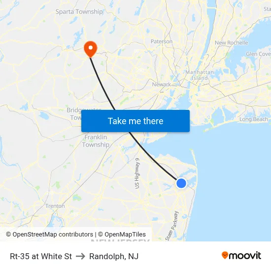 Rt-35 at White St to Randolph, NJ map