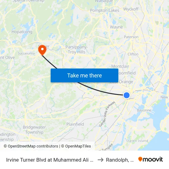 Irvine Turner Blvd at Muhammed Ali Ave to Randolph, NJ map