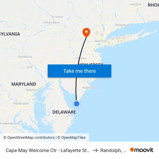 Cape May Welcome Ctr - Lafayette Street to Randolph, NJ map