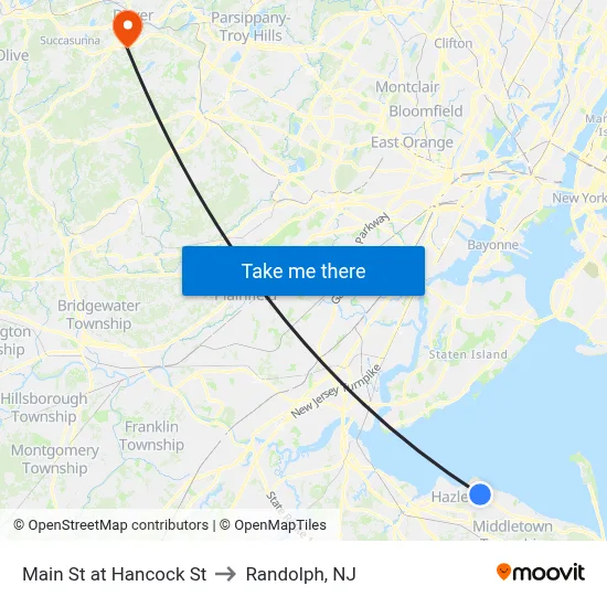 Main St at Hancock St to Randolph, NJ map
