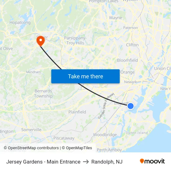 Jersey Gardens - Main Entrance to Randolph, NJ map