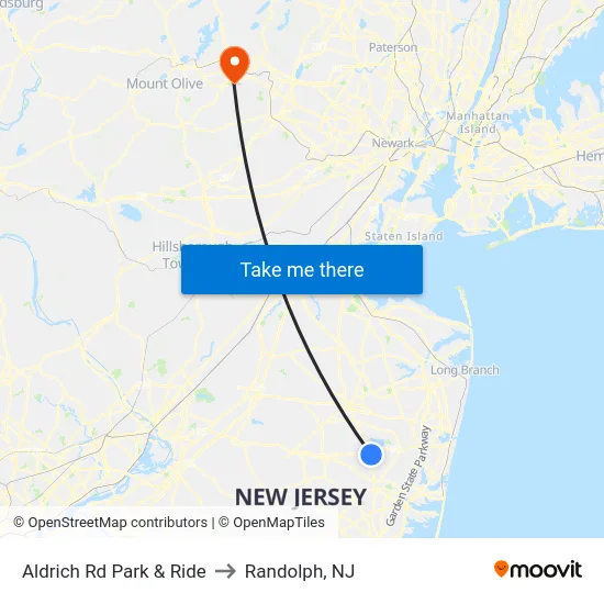 Aldrich Rd Park & Ride to Randolph, NJ map