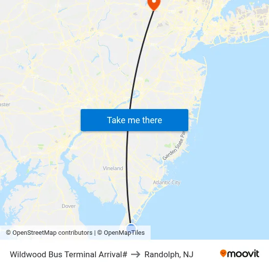 Wildwood Bus Terminal Arrival# to Randolph, NJ map