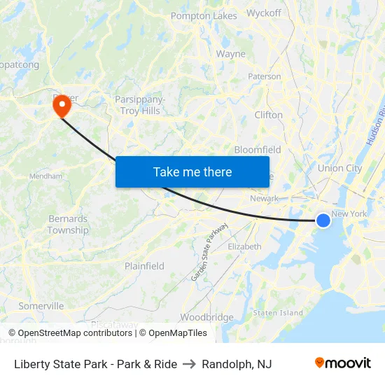 Liberty State Park - Park & Ride to Randolph, NJ map
