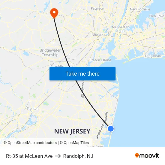 Rt-35 at McLean Ave to Randolph, NJ map