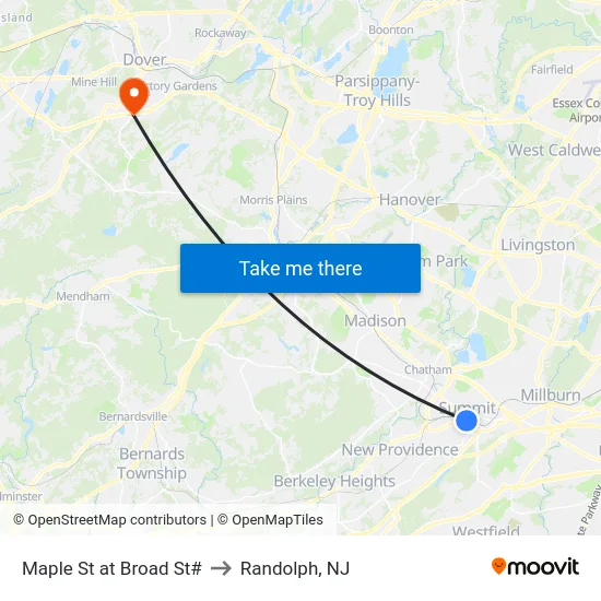 Maple St at Broad St# to Randolph, NJ map