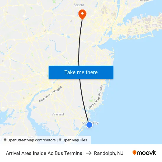Arrival Area Inside Ac Bus Terminal to Randolph, NJ map