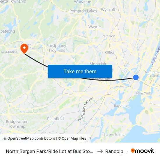 North Bergen Park/Ride Lot at Bus Stop Opposite T to Randolph, NJ map