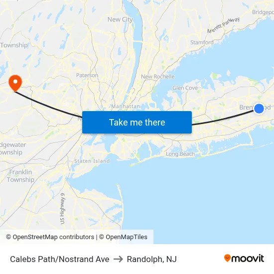 Calebs Path/Nostrand Ave to Randolph, NJ map