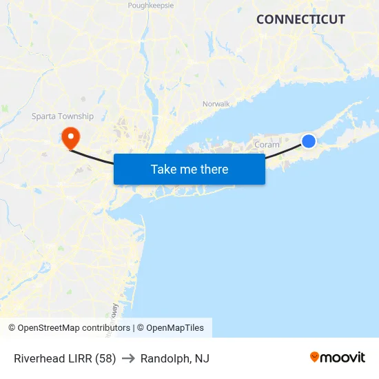 Riverhead LIRR (58) to Randolph, NJ map