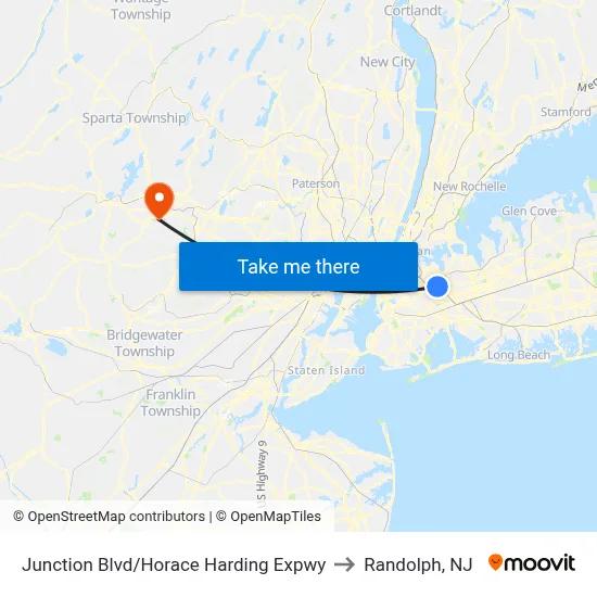 Junction Blvd/Horace Harding Expwy to Randolph, NJ map