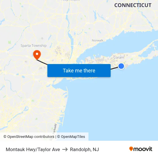 Montauk Hwy/Taylor Ave to Randolph, NJ map