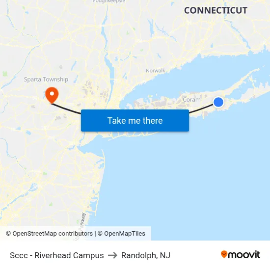 Sccc - Riverhead Campus to Randolph, NJ map
