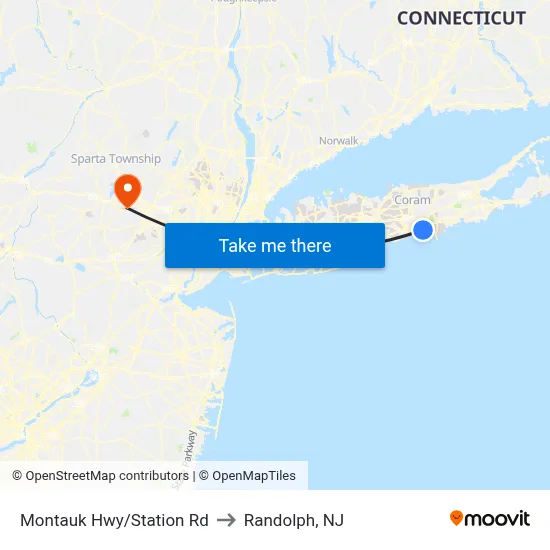 Montauk Hwy/Station Rd to Randolph, NJ map
