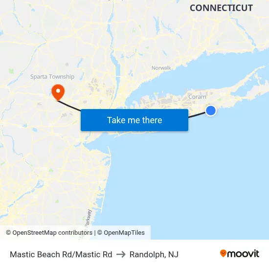 Mastic Beach Rd/Mastic Rd to Randolph, NJ map